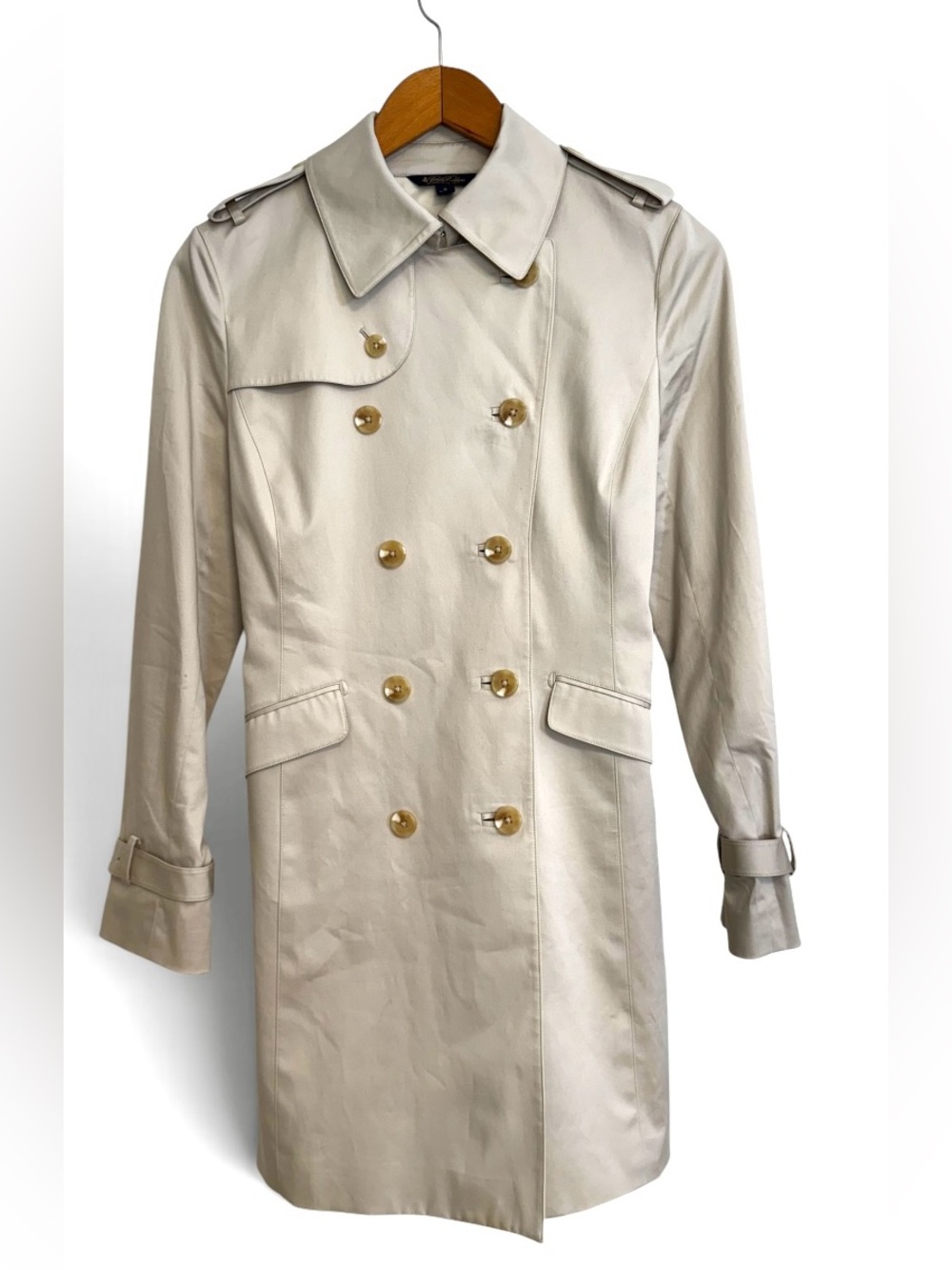 Brooks Brothers Cream Double-Breasted Trench Coat